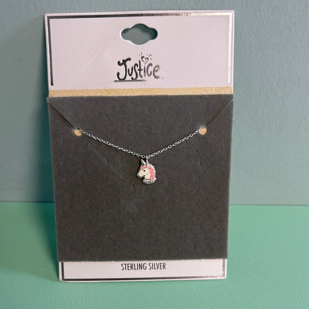 Justice Unicorn Sterling Silver Necklace, Kids Necklace, Girl Jewelry